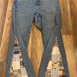 Dynamite Blue Flare Jeans with Patchwork Detail